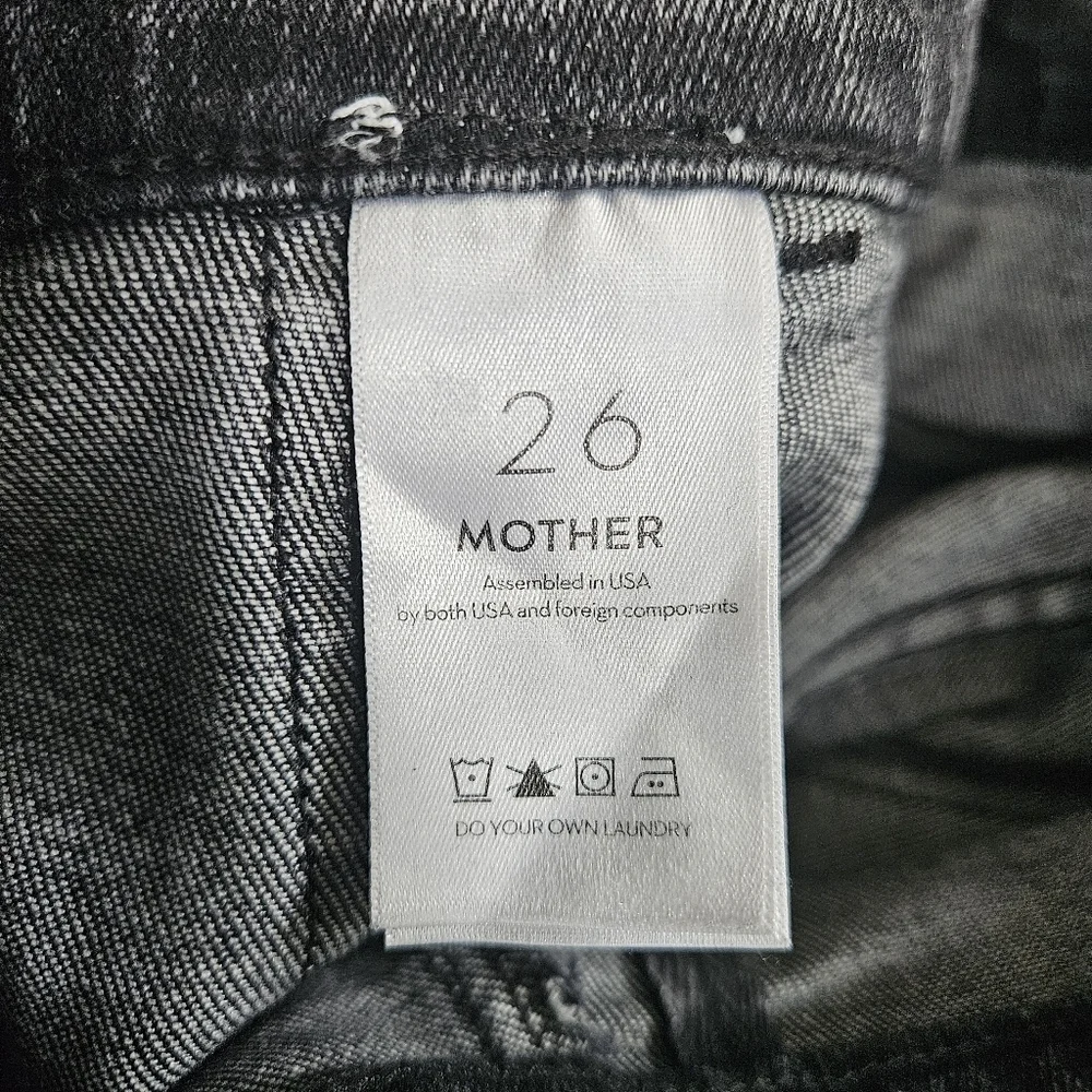 Mother Black Dark Wash Wide Leg Cropped Jeans